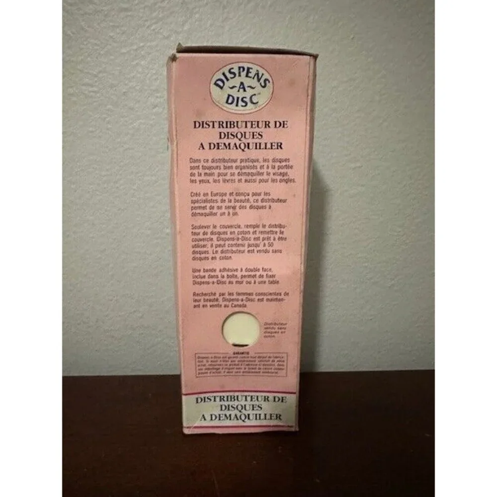 Dispens A Disc Vtg Cotton Rounds Pads Holder Dispenser Lid Makeup Remover NOS